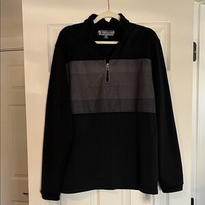 Pebble Beach Black Half-Zip Sweater with Gray Chest Panel